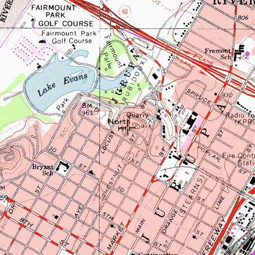 Topographic Map of North Hill, CA