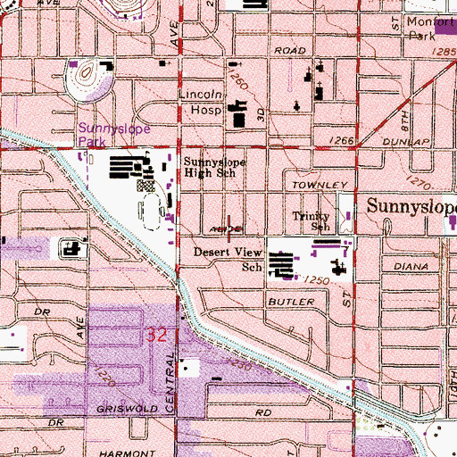 Topographic Map of Grace Evangelical Methodist Church, AZ