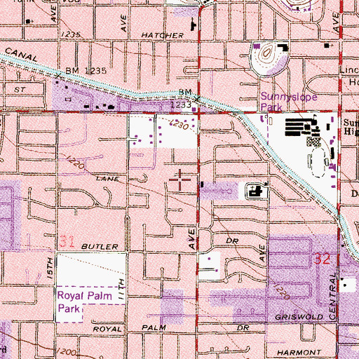 Topographic Map of Grace Mennonite Church, AZ
