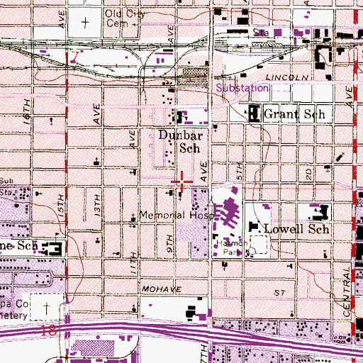 Topographic Map of Grace Temple Church of God in Christ, AZ
