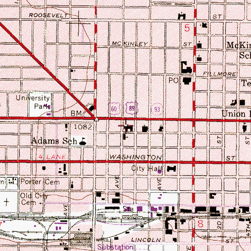Topographic Map of Historic First Church, AZ