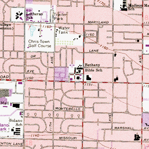 Topographic Map of Bethany Bible Church, AZ