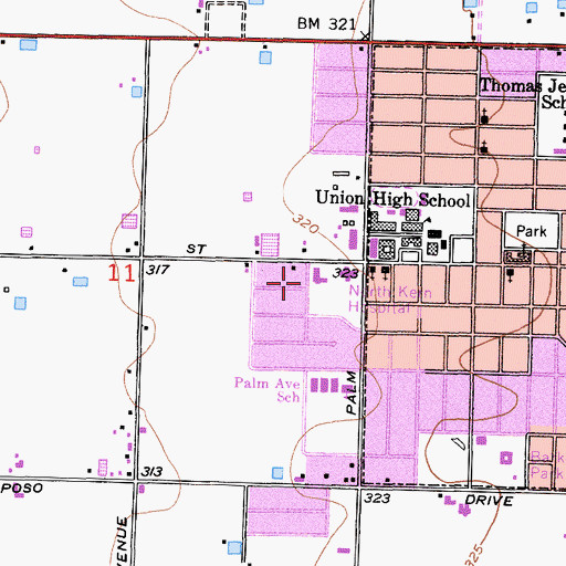 Topographic Map of North Kern Hospital (historical), CA