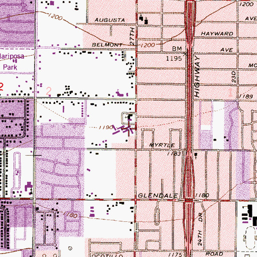 Topographic Map of Bethel Lutheran Church, AZ