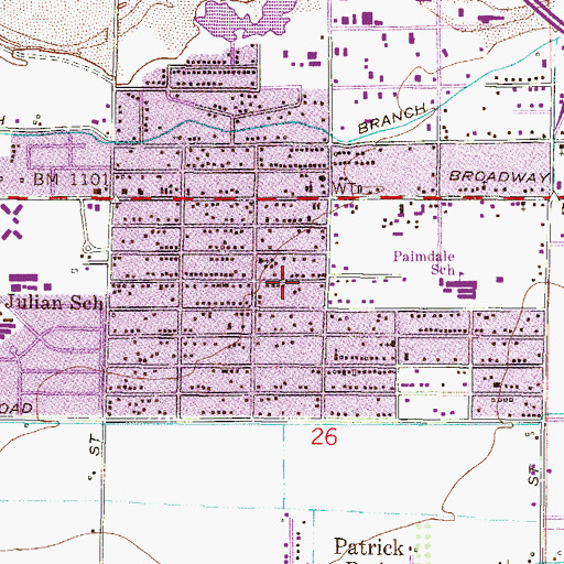 Topographic Map of Broadway Baptist Church, AZ