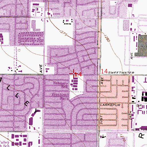Topographic Map of Capilla Calvario Phoenix, AZ