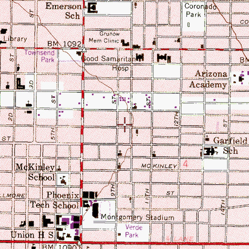 Topographic Map of Center of Christian Fellowship, AZ