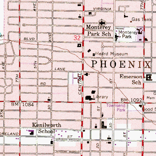 Topographic Map of Central United Methodist Church, AZ