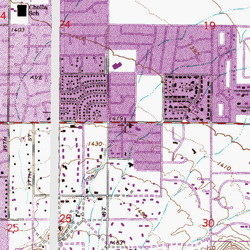 Topographic Map of Church of the Valley, AZ