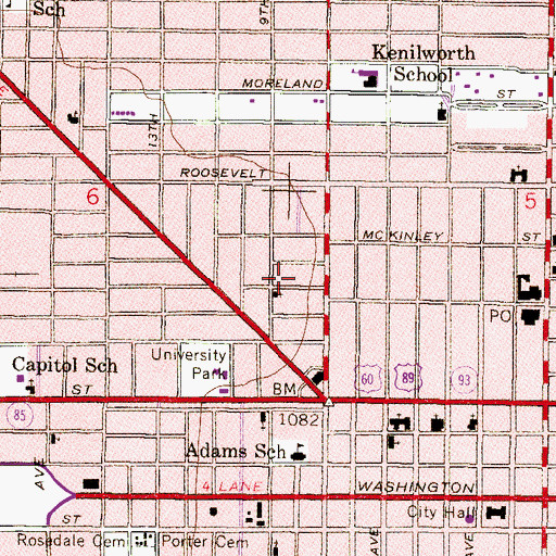 Topographic Map of Church on Fillmore, AZ