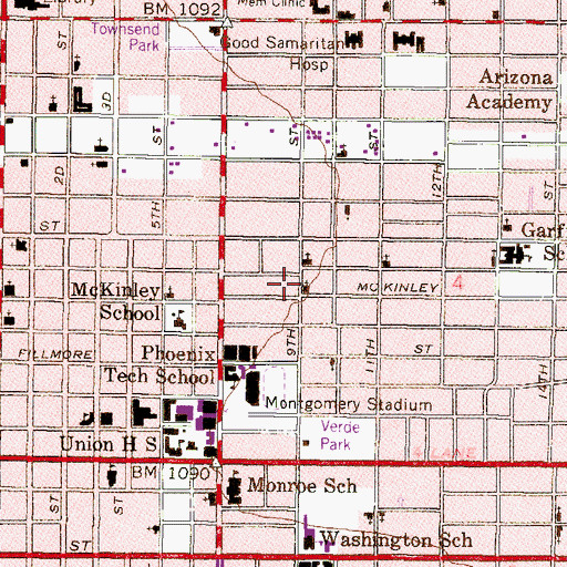 Topographic Map of Church on the Street at McKinley, AZ