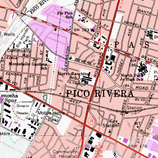 Topographic Map of North Ranchito Elementary School, CA