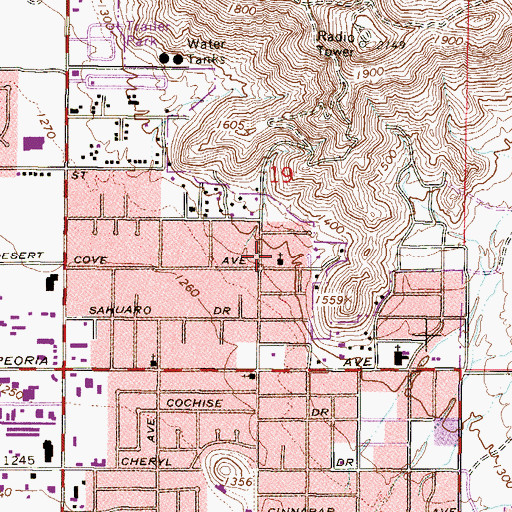 Topographic Map of Desert Cove Assembly of God Church, AZ