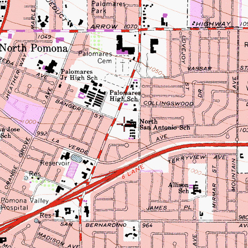 Topographic Map of Barfield Elementary School, CA