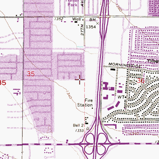 Topographic Map of Desert Rose Community Church, AZ
