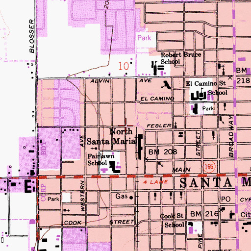Topographic Map of North Santa Maria, CA