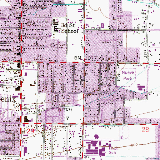 Topographic Map of El Faro Spanish Baptist Church, AZ