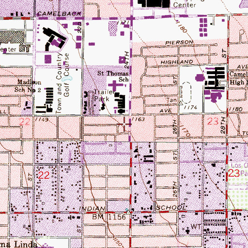 Topographic Map of Evangelical Lutheran Church, AZ