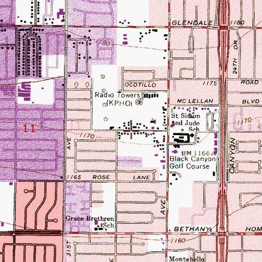 Topographic Map of Evening Light Fellowship Church, AZ