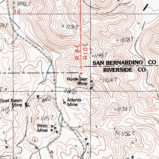 Topographic Map of North Star Mine, CA