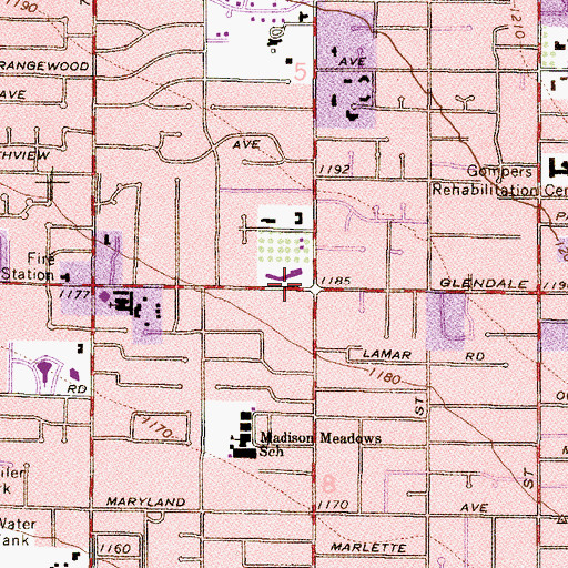 Topographic Map of First Baptist Church of Phoenix, AZ