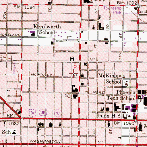 Topographic Map of First Church of Christ Scientist, AZ