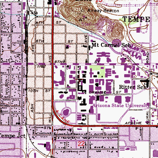 Topographic Map of A J Matthews Center, AZ