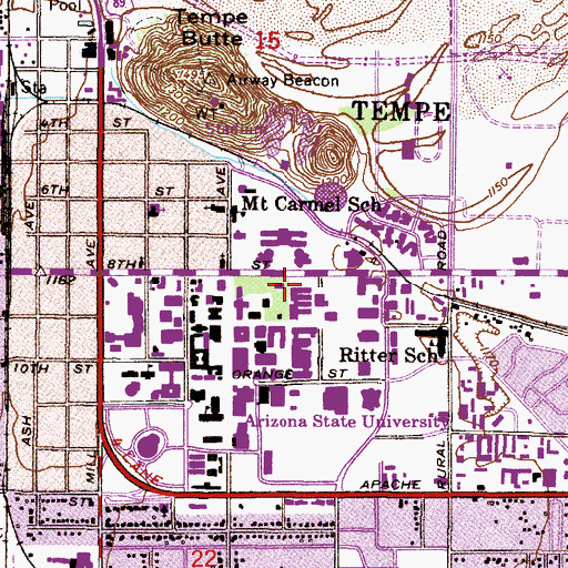 Topographic Map of Bateman Physical Sciences Center, AZ