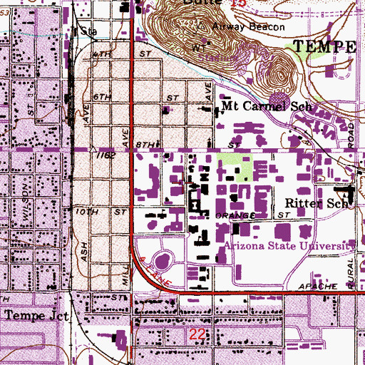 Topographic Map of Carrie Matthews Hall, AZ