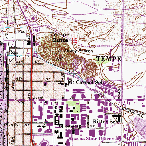 Topographic Map of Ed and Nadine Carson Student Athlete Center, AZ