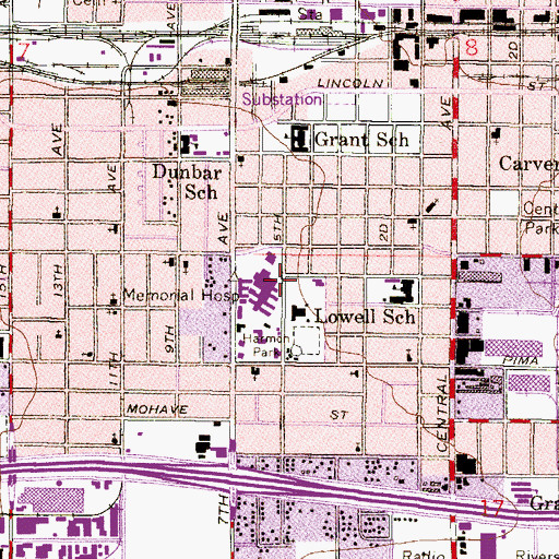 Topographic Map of Phoenix Public Library Harmon Branch, AZ