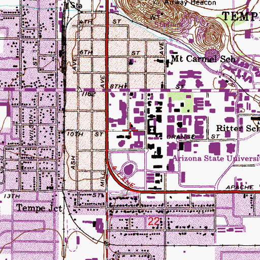 Topographic Map of I D Payne Hall, AZ