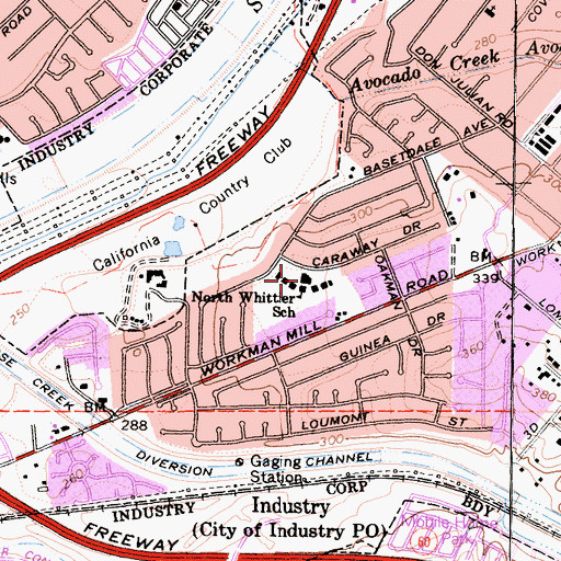 Topographic Map of Wallen L Andrews North Whittier Elementary School, CA