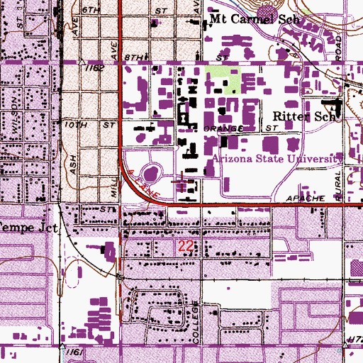 Topographic Map of Irish Hall, AZ