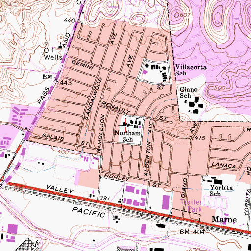 Topographic Map of Northam Elementary School, CA