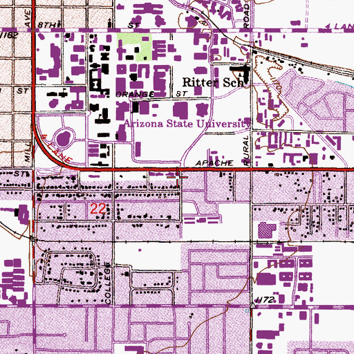 Topographic Map of Mariposa Hall, AZ
