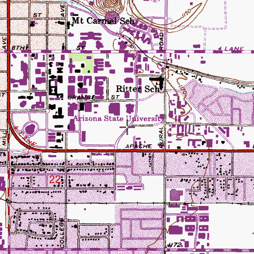 Topographic Map of McAllister Academic Village, AZ