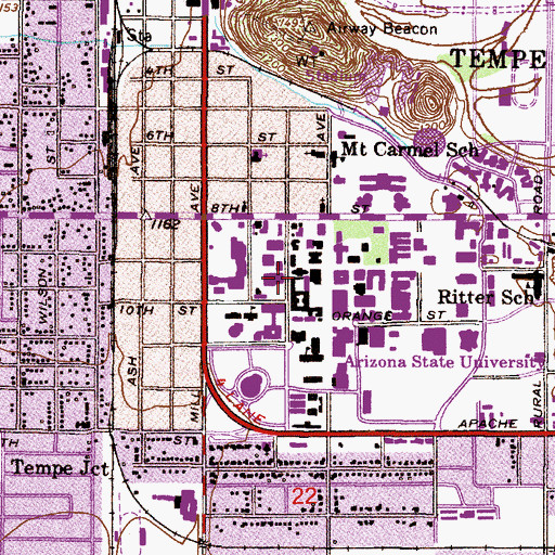 Topographic Map of McClintock Hall, AZ