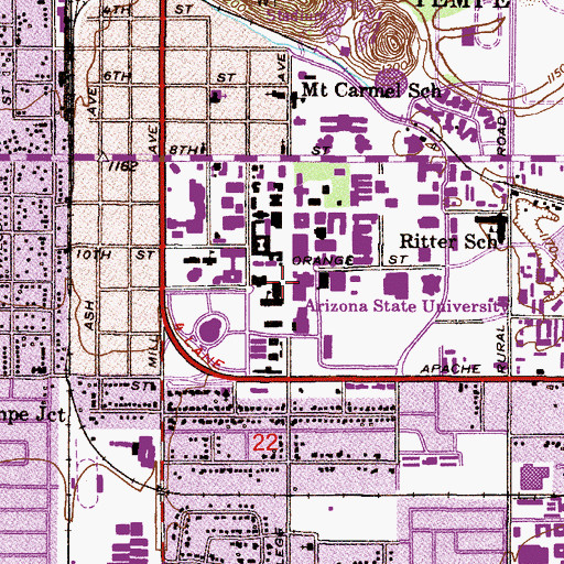 Topographic Map of Memorial Union, AZ