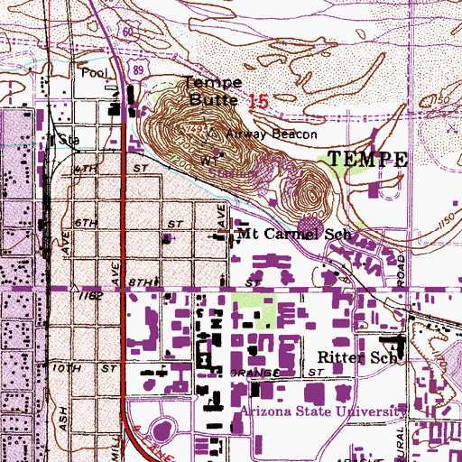 Topographic Map of Mona Plummer Aquatic Center, AZ