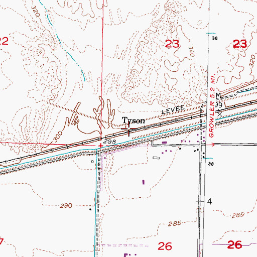 Topographic Map of Tyson, AZ