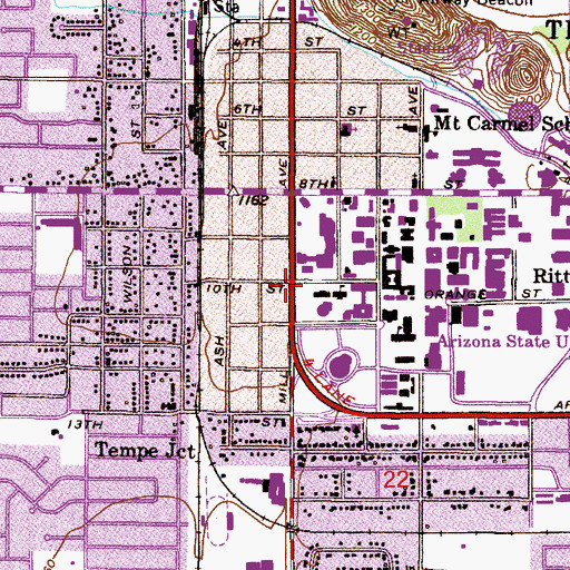 Topographic Map of Nelson Fine Arts Center, AZ