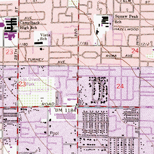 Topographic Map of Phoenix Fire Department Station 12, AZ