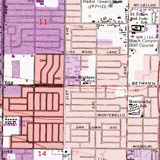Topographic Map of Bennett Academy, AZ