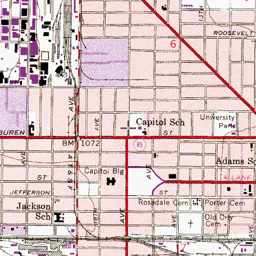Topographic Map of Capitol Elementary School, AZ