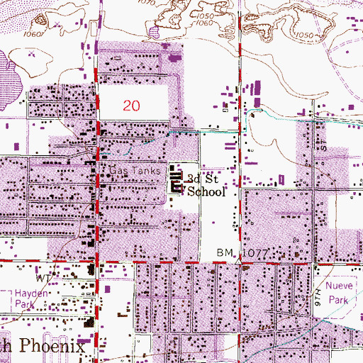 Topographic Map of Cesar E Chavez Community School, AZ