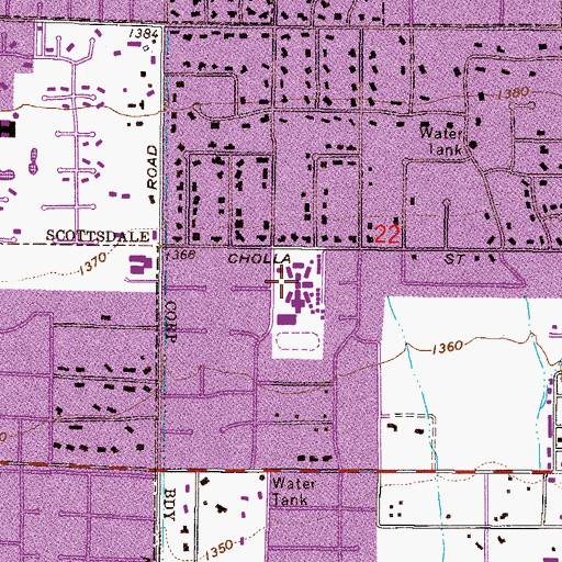 Topographic Map of Cocopah Middle School, AZ
