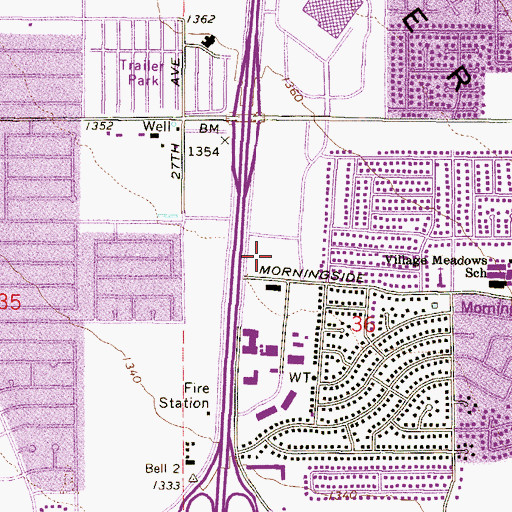 Topographic Map of Cortez Park Charter Middle School, AZ