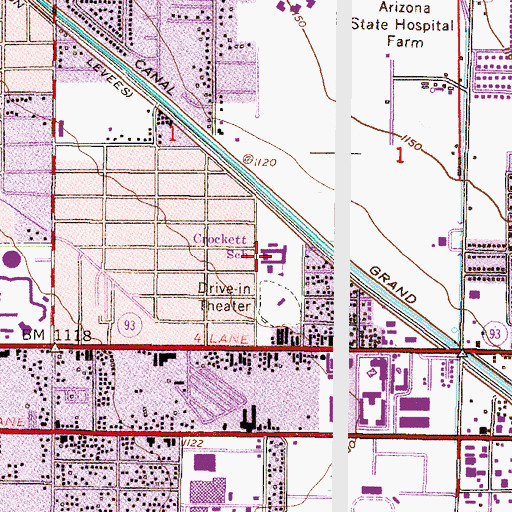 Topographic Map of David Crockett Elementary School, AZ