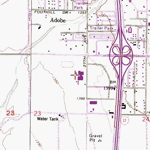 Topographic Map of Deer Valley Middle School, AZ